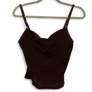 Y2K Victoria’s Secret Brown Crochet Tankini Swim Top Size 36B
